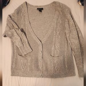 Light Gray Cable Knit Cardigan